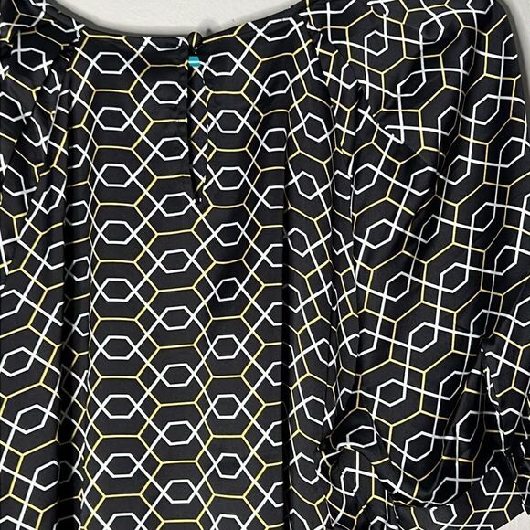 Worthington Womens Short Sleeve Black Yellow White Geometric Blouse Top XL - Picture 11 of 14
